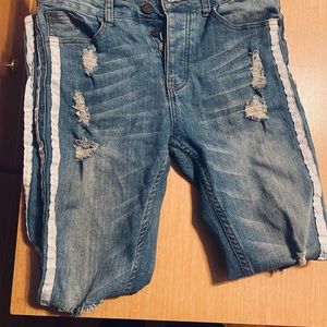 MAN Skinny Striped Blue Jeans